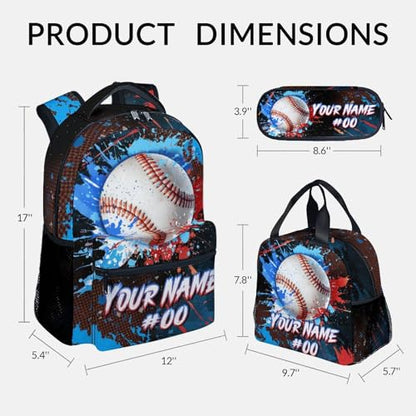 COZYAURA Backpack for Kids - Personalized Baseball Backpacks Set for School - Boys Bookbag with Lunch Box - Youth Back Pack for Elementary Middle School - color: Style-3