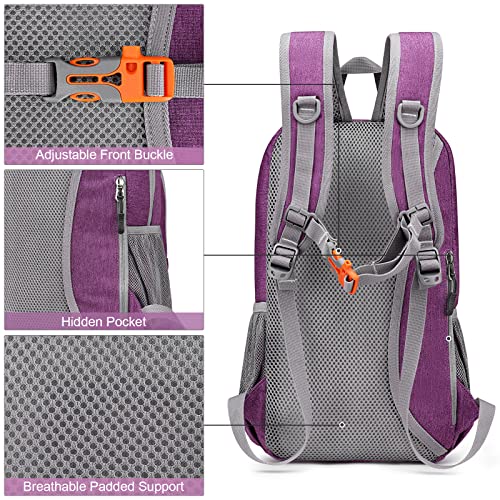 G4Free Mini 10L Hiking Daypack Small Hiking Backpack Cycling Compact Shoulder Backpack Outdoor for Men Women - color: Purple