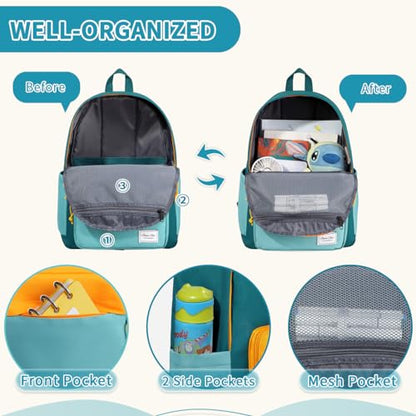 Chase Chic Kids Backpack for Boys - 17 inch School Backpacks for Toddler Girls Fits 6 to 12 Years Old - Lightweight Water Resistant Preschool Bookbag for Travel Daycare (Green Blue) - color: Green&blue