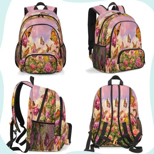 Flower Butterfly Laptop Backpack for Women Men, Work Computer Backpacks, 18.3 Inch Large Computer Nurse Teacher Bags Travel Casual Daypack - color: Multicolor 6