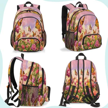 Flower Butterfly Laptop Backpack for Women Men, Work Computer Backpacks, 18.3 Inch Large Computer Nurse Teacher Bags Travel Casual Daypack - color: Multicolor 6