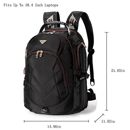 18.4 Inches Laptop Backpack Fits up to 18 Inch Gaming Laptops for Dell, Asus, Msi,Hp (Black)