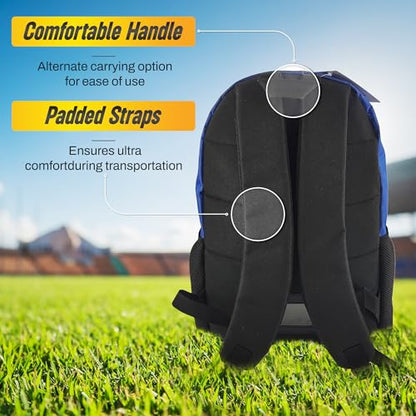 Vizari Soccer Backpack Soccer Bag | Water resistant Durable Equipment Bag for Football, Basketball, Volleyball | Cleats and Ball Compartment - Red,Blue,Pink,Black - color: Black/Royal