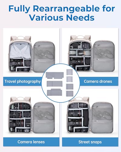 BAGSMART Small Camera Backpack, DSLR SLR Camera Bags for Photographers Compatible for Sony Canon Nikon, Shoulder Strap 2-in-1 Anti-theft Travel Backpack Fits 12.9 Inch, Camel - color: Camel