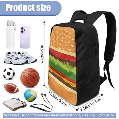 18.5in Basketball Backpack Basketball Bag with Shoe Compartment & Ball Holder, Waterproof Bag for Soccer Volleyball - color: Creative Burger Pattern Print