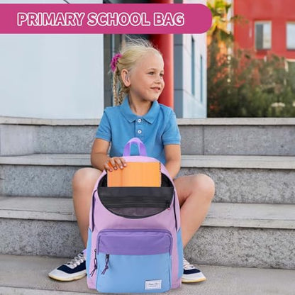 Chase Chic Kids Backpack for Girls - 17 inch School Backpacks for Toddler Fits 6 to 12 Years Old - Lightweight Water Resistant Preschool Bookbag for Travel Daycare (Purple Blue) - color: Light Purple&blue