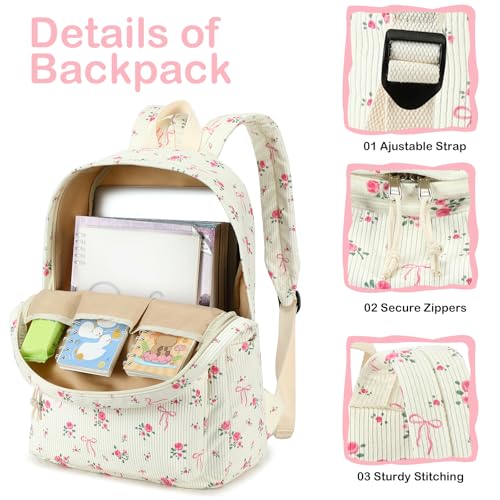 LEDAOU School Backpack for Teen Girls Elementary Middle School Bookbag Kids Backpacks Women Laptop Backpack Travel Daypack - color: Pink-black Bow