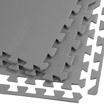 Xspec 3/8" Thick 100 sq. ft. (25 pcs) Gym EVA Foam Floor Mats (24" x 24") | T Pattern, Charcoal Grey - style: T Pattern-Grey