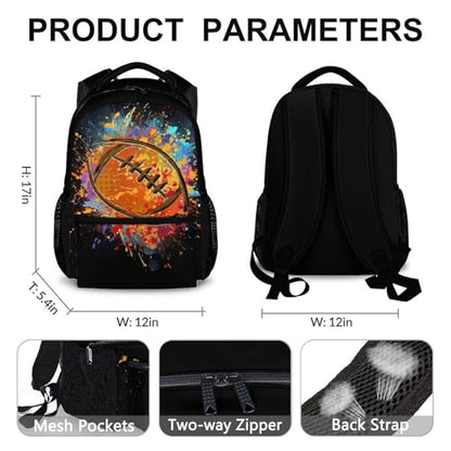 Boys School Backpack Kids Football Backpacks Bookbag Back to School Supplies, Black Large Capacity Cool Sport Back Pack for Kindergarten Elementary Middle (17 Inches) - color: Color 2