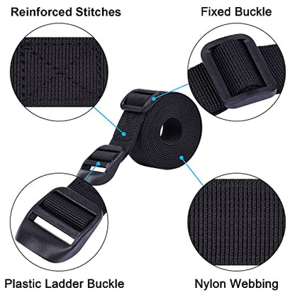 Wisdompro Sleeping Bag Strap, 2 Pack of Heavy Duty Utility Straps for Backpacking, Sleeping Bag Compression, Luggage, Camping, Hiking with Plastic Buckle - 48 inch, Black - size: 48 inches