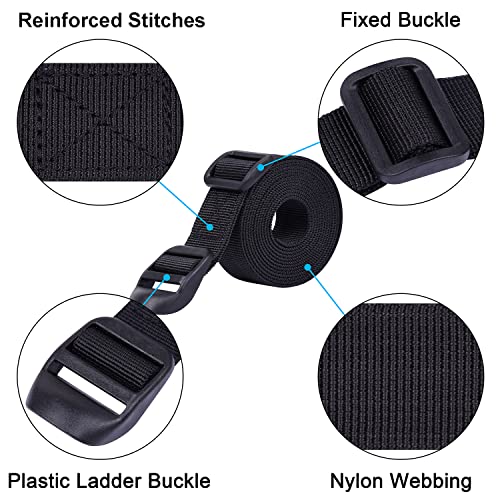 Wisdompro Sleeping Bag Strap, 2 Pack of Heavy Duty Utility Straps for Backpacking, Sleeping Bag Compression, Luggage, Camping, Hiking with Plastic Buckle - 68 inch, Black - size: 68 inches