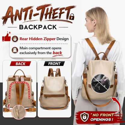 CHERUTY Women Backpack Purse PU Leather Anti-theft Casual Shoulder Bag Fashion Ladies Satchel Bags - color: 1-9 Beige Brown, size: Medium
