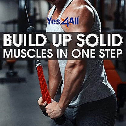 Yes4All Deluxe Tricep Rope Cable Attachment, 27 & 36 inch with 4 Colors, Exercise Machine Attachments Pulley System Gym Pull Down Rope with Carabiner - color: C. 27 inch - Red
