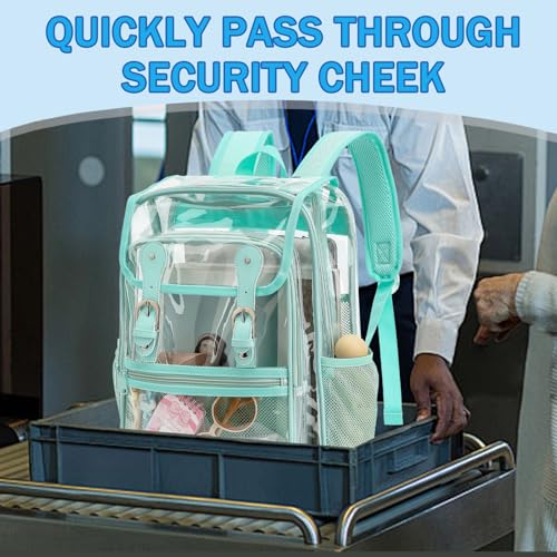 Heavy Duty Clear Backpack Stadium Approved Transparent Backpacks for School College Festival Work Travel (Mint Green) - color: Mint Green