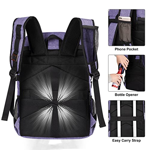 HXLGMD Backpack Coolers Insulated Leak Proof 30 Cans, Soft Sided Insulated Cooler Bags Ice Chest Backpack for Beach Travel Camping, with Reusable Ice Packs - color: Purple