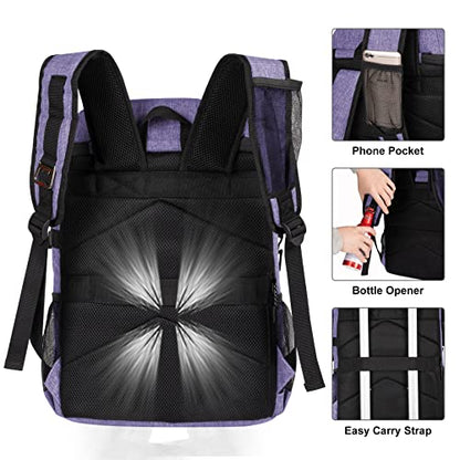 HXLGMD Backpack Coolers Insulated Leak Proof 30 Cans, Soft Sided Insulated Cooler Bags Ice Chest Backpack for Beach Travel Camping, with Reusable Ice Packs - color: Purple