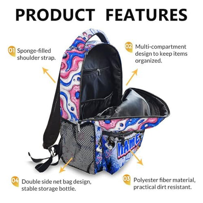 Kids Backpack for Boys Personalized Backpacks for Hockey Lovers, Lightweight Bookbag for School Hiking Travel Casual - color: Blue