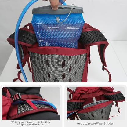 IX INOXTO Hiking Hydration Backpack with 2L/3L Water Bladder for Women and Men18L/25L Water Backpack for Hiking, Cycling, Climbing, Camping - style: Red-3L Water Bladder