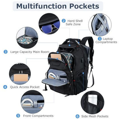 VANKEAN 17.3'' Travel Laptop Backpack TSA Friendly, Water Resistant Anti Theft Extra Large College Backpacks with RFID Pockets, USB Port for Men Women Business Work Bag, Black - style: Classic