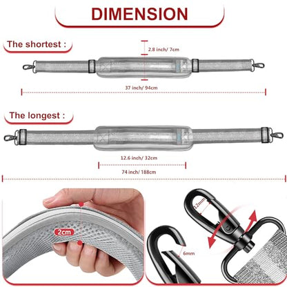 ZINZ 74" Shoulder Strap with Fixed Pad and Dual Balanced Buckles，Gray Silver Jacquard - color: Gray Silver Jacquard