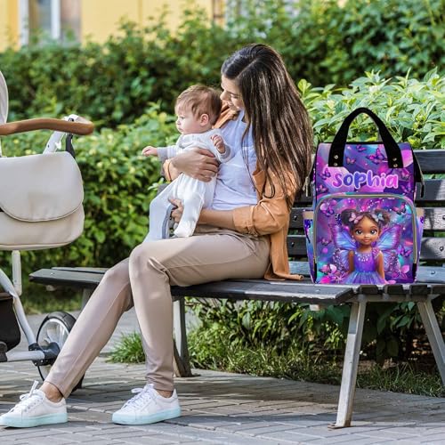 Custom Diaper Bag for Girls Personalized Diaper Bag Backpack &Insulated Water Bottle with Name Custom Monogram Baby Travel Bag Nursing Diaper Mommy Backpack with Adjustable Shoulder Straps Nappy Bag - color: Design 04