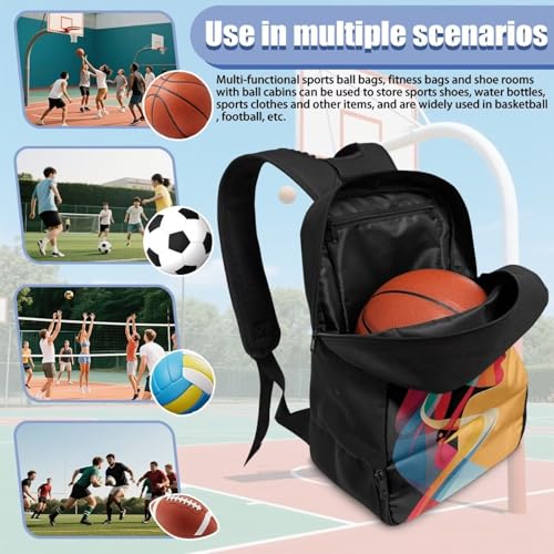 Basketball Backpack With Separate Ball Compartment And Shoes Fit Basketball Volleyball Football - color: Art