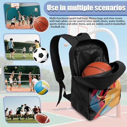 Basketball Backpack With Separate Ball Compartment And Shoes Fit Basketball Volleyball Football - color: Art