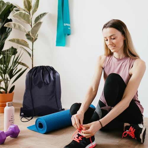 Drawstring Backpacks,10 Pack — Lightweight Drawstring Bags, Gym Sack for Sports, Daily Use & Travel (10, Black) - color: Black
