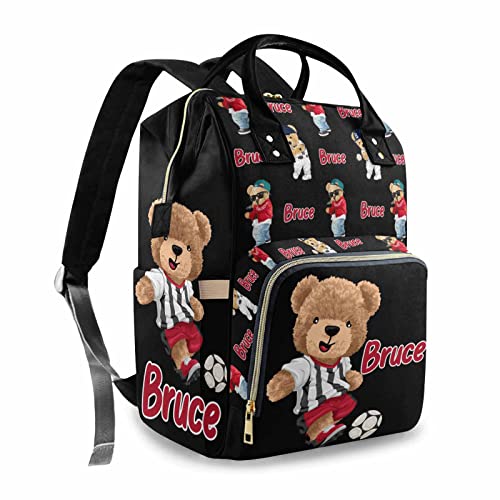 Artsadd Custom Bear Diaper Bag Backpack for Baby Boys, Personalized Name Large Nappy Nursing Orangizer Mommy Bags, Waterproof Travel Daypack for Baby Shower Gifts - color: Bear 03