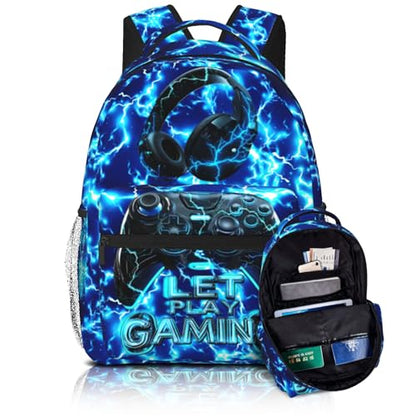 Gaming Boys School Backpack Elementary Middle Video Game Lightning Backpack For Kids Game Bookbag Daypack Travel Back Pack Ages 6-18 - color: Game Lightning