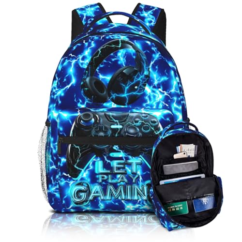Gaming Boys School Backpack Elementary Middle Video Game Lightning Backpack For Kids Game Bookbag Daypack Travel Back Pack Ages 6-18 - color: Game Lightning