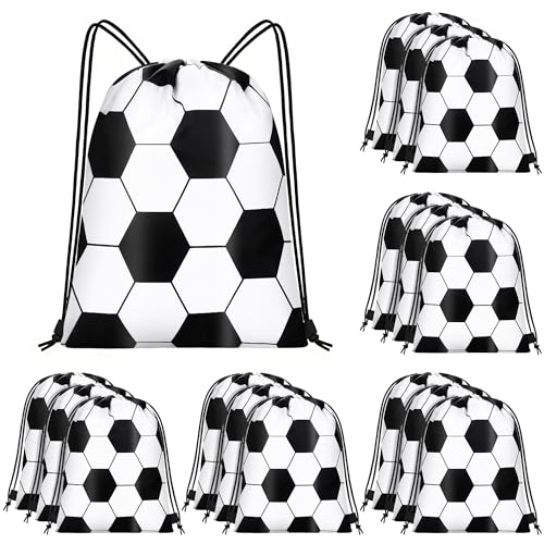 15 Pcs Soccer Drawstring Bags Backpack Birthday Party Goodie Favor Bags Gift Bag for Gym Sports Storage Travel - style: Soccer