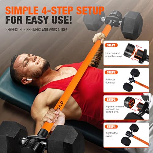 Dumbbell Converter, Convert Dumbbells to Barbell Set, Weight Bar for Bench Presses, Squats, Hip Thrust, Deadlifts, Home Weightlifting and Strength Training, Versatile Home Gym Equipment - color: 1-Orange