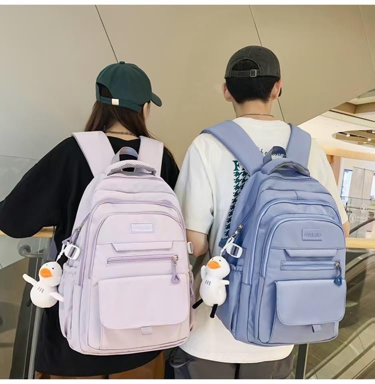 Student Backpack for Teen Girls Boys Preppy Elementary Middle School College Bookbags Cute Aesthetic Trendy Daypack (Blue) - color: Blue
