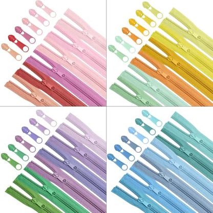 Syhood 24 Colors Zipper Repair Kit, #5 Nylon Coil Sewing Zippers Sewing Supplies Zipper Tape Zippers by the Yard with 96 Pcs Zip Pulls Sliders Purse Hardware for Bags Making(24yard,Macaron) - color: Macaron