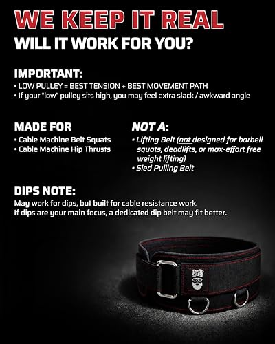 THEFITGUY Multi-Attachment Belt for Cable Machine and Smart Home Gym Squats and Hip Thrusts, 5 Attachment Points for Optimal Weight Distribution, 2 Straps (40” & 27”) and 3 Metal Snap Hooks Included