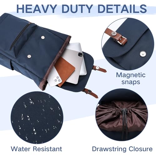 VASCHY Backpack for Men, Water Resistant High School Backpack Travel Carry-on Anti-theft Casual Daypack for Work Business Hiking Navy - color: Navy