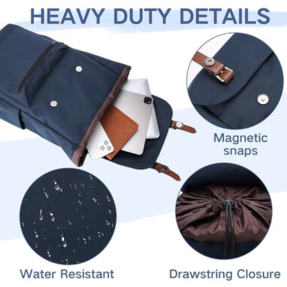 VASCHY Backpack for Men, Water Resistant High School Backpack Travel Carry-on Anti-theft Casual Daypack for Work Business Hiking Navy - color: Navy