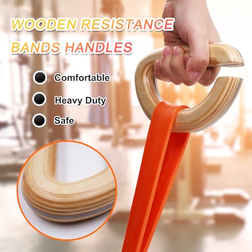 Lights Mountain Wooden Resistance Bands Handles Versatile Exercise Handles with Anti-Slip Grip Tapes for Elastic Band Workouts Home Gym Strength Training and Full-Body Workouts - color: handles with embedded metal plates