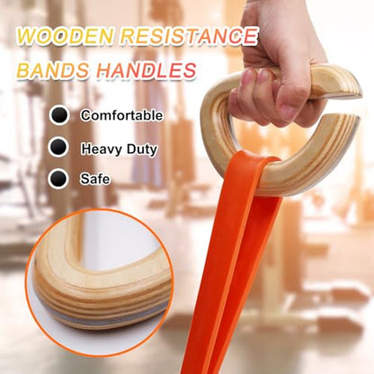 Lights Mountain Wooden Resistance Bands Handles Versatile Exercise Handles with Anti-Slip Grip Tapes for Elastic Band Workouts Home Gym Strength Training and Full-Body Workouts - color: handles with embedded metal plates