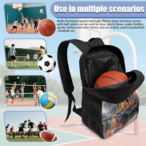 Basketball Backpack With Separate Ball Compartment And Shoes Fit Basketball Volleyball Football - color: Forest Wolf