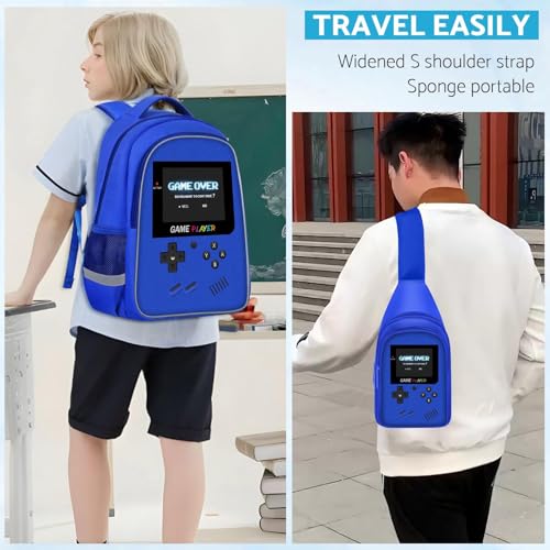 TILYTADLY School Backpack For Boys - Gamer Boys Backpack For Kids Children Teens Elementary Middle School - Ages 6-18，17″ - color: 2-blue-set2