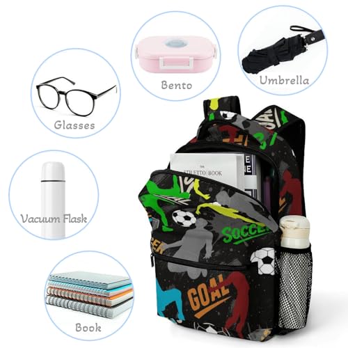 Soccer Theme Backpack Set for Kids,School Bookbag with Lunch Box and Pencil Pouch Bag(Soccer-2) - color: Soccer-2