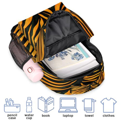 Tiger Print Backpack with Chest Strap, Casual Backpack for Women Men, 16 Inch Daypack for Travel Work, Animal - color: Purple