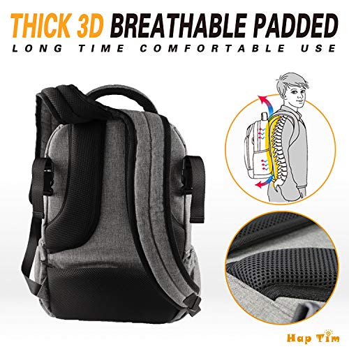 Hap Tim Multi-Function Large Baby Diaper Bag Backpack with Stroller Straps, Insulated Pockets, Changing Pad, Stylish & Anti-Water Material(Gray-5284) - color: Gray
