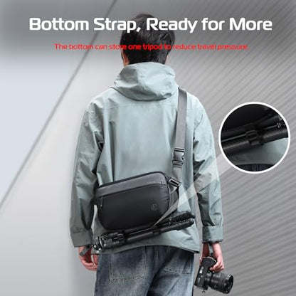 ULANZI Camera Sling Bag, Water-Resistant Camera Case with Tripod Holder, DSLR/SLR/Mirrorless Camera Bags Crossbody for photographers - Black - size: 10L
