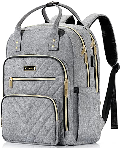 Travel Backpack for Women, 15.6in Laptop Backpack, Quilted College Bookbag | Cute Work Backpacks, Water Resistant, Grey - color: Grey, size: 15.6 Inch