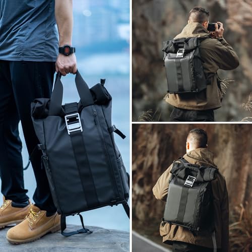 Besnfoto Camera Backpack Waterproof Camera Bag Satchel for Photographer DSLR SLR Mirrorless with Laptop Compartment and Rain Cover - color: Black
