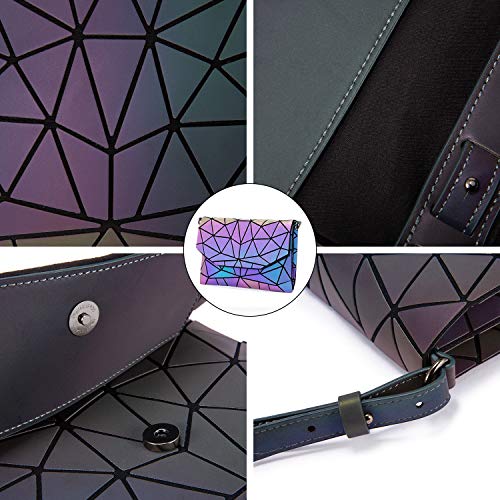 LOVEVOOK Geometric Luminous Purses and Handbags for Women Holographic Reflective Crossbody Bag Wallet - color: Crossbody Bags