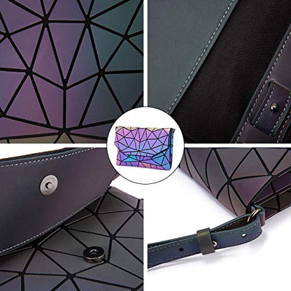 LOVEVOOK Geometric Luminous Purses and Handbags for Women Holographic Reflective Crossbody Bag Wallet - color: Crossbody Bags
